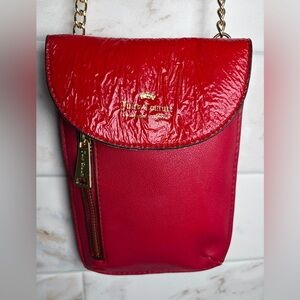 Juicy Couture Red Mini Crossbody Phone Bag – Textured Flap & Chain Strap